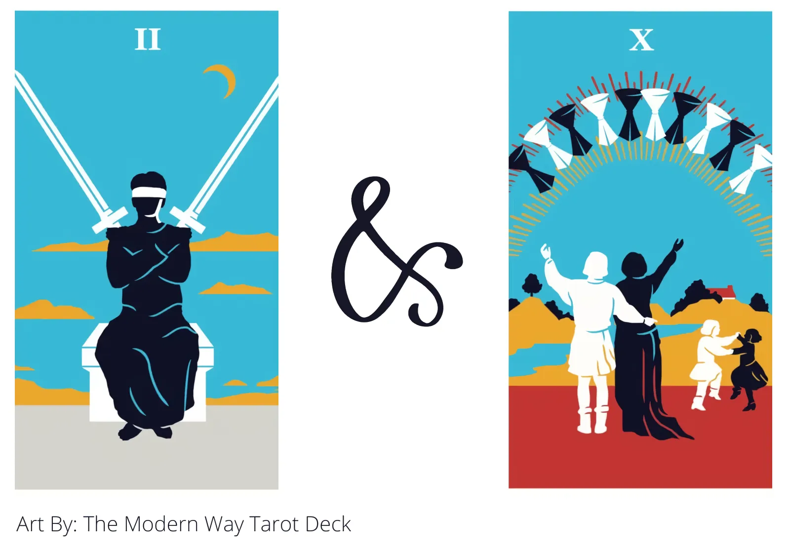 two of swords and ten of cups tarot cards together