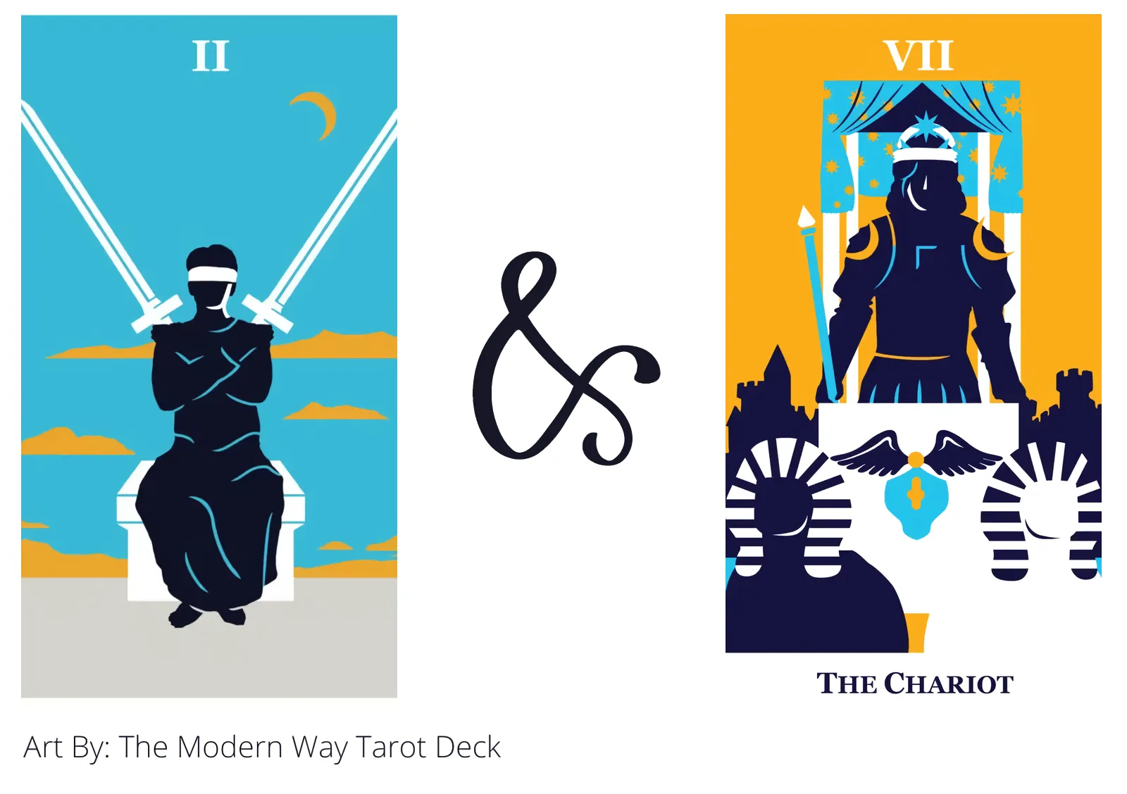 two of swords and the chariot tarot cards together