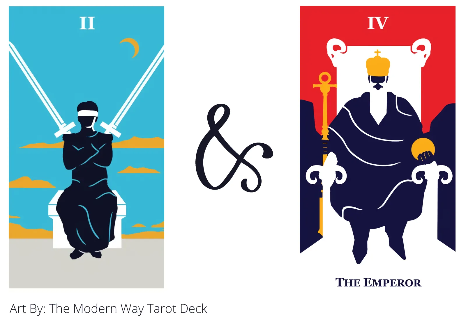 two of swords and the emperor tarot cards together