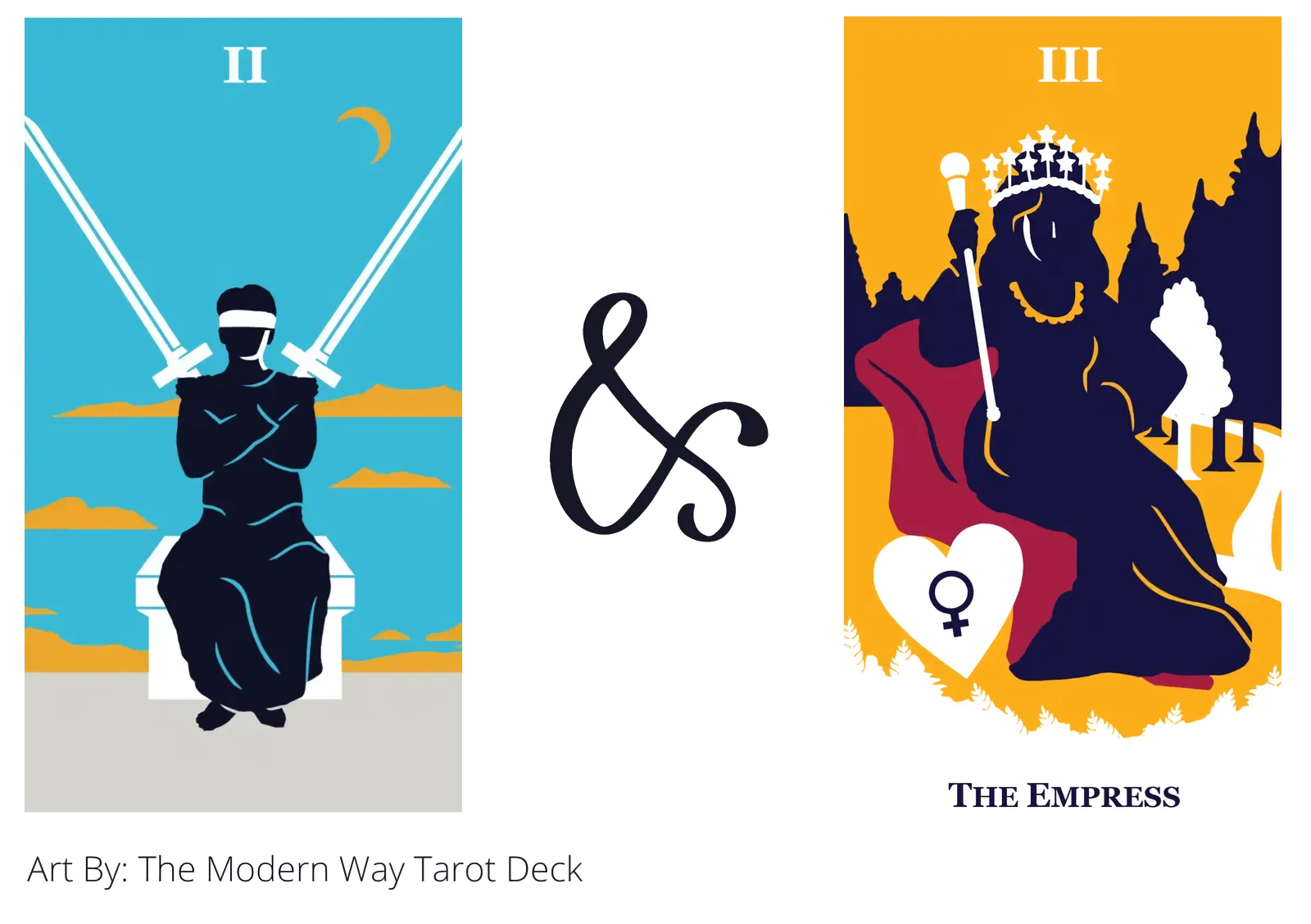 two of swords and the empress tarot cards together
