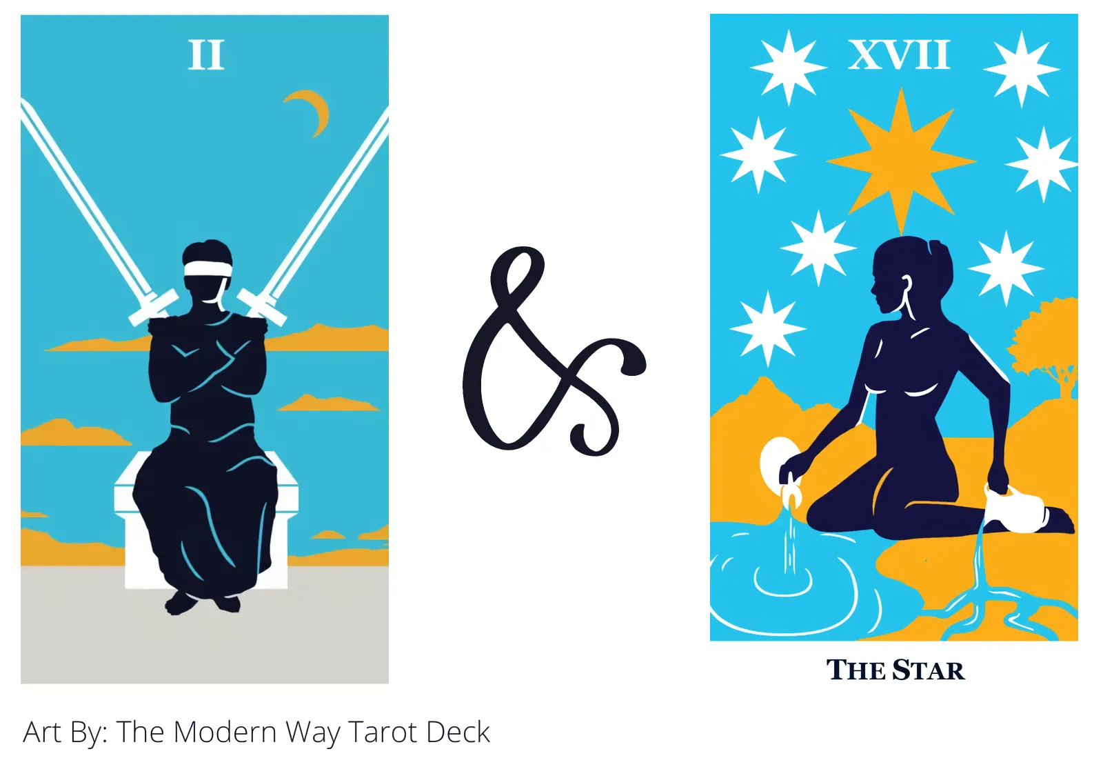 two of swords and the star tarot cards together