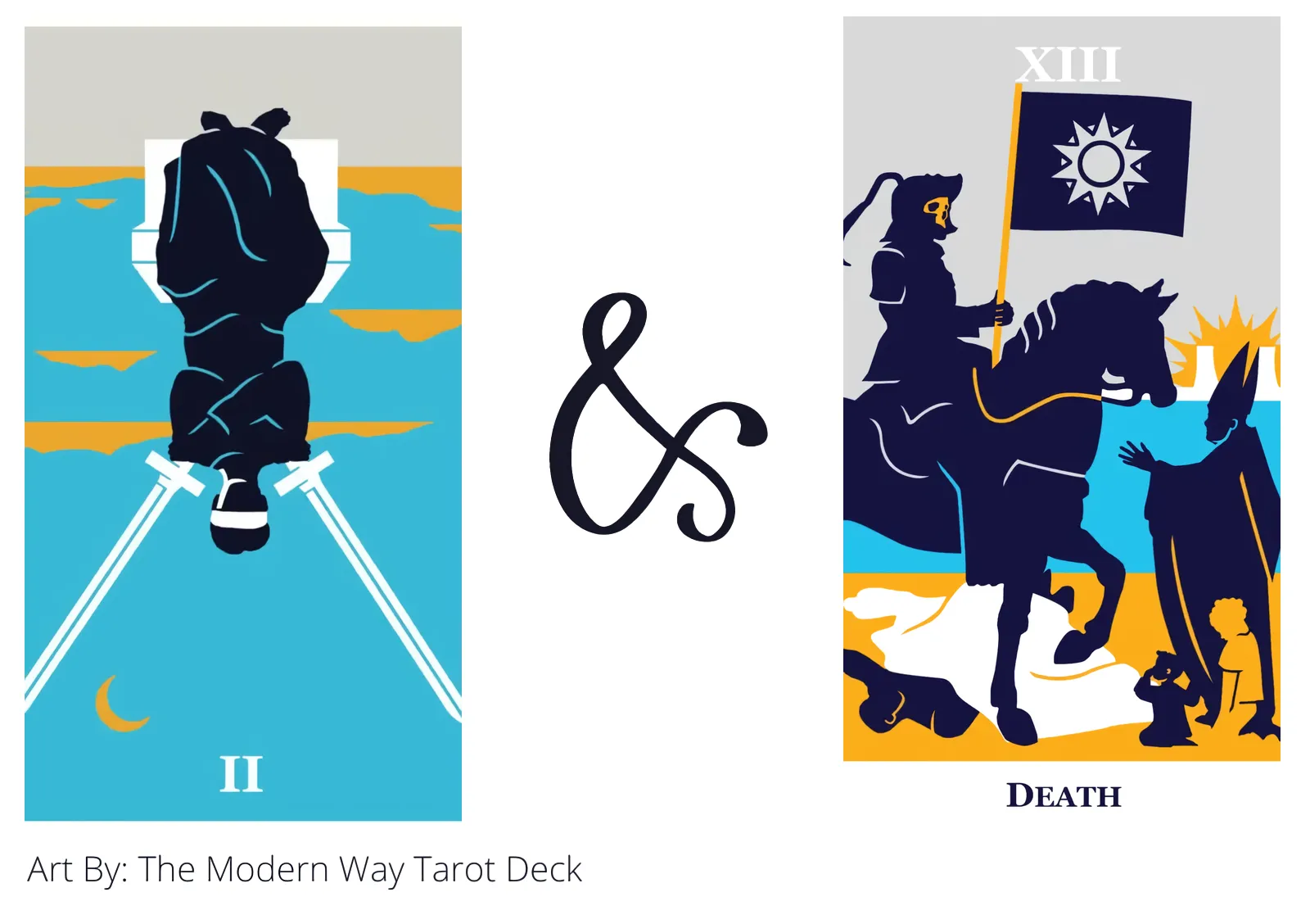 two of swords reversed and death tarot cards together