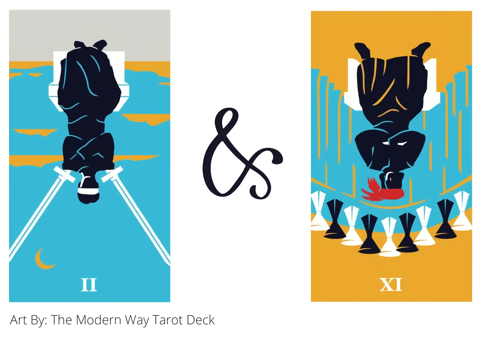 two of swords reversed and nine of cups reversed tarot cards together