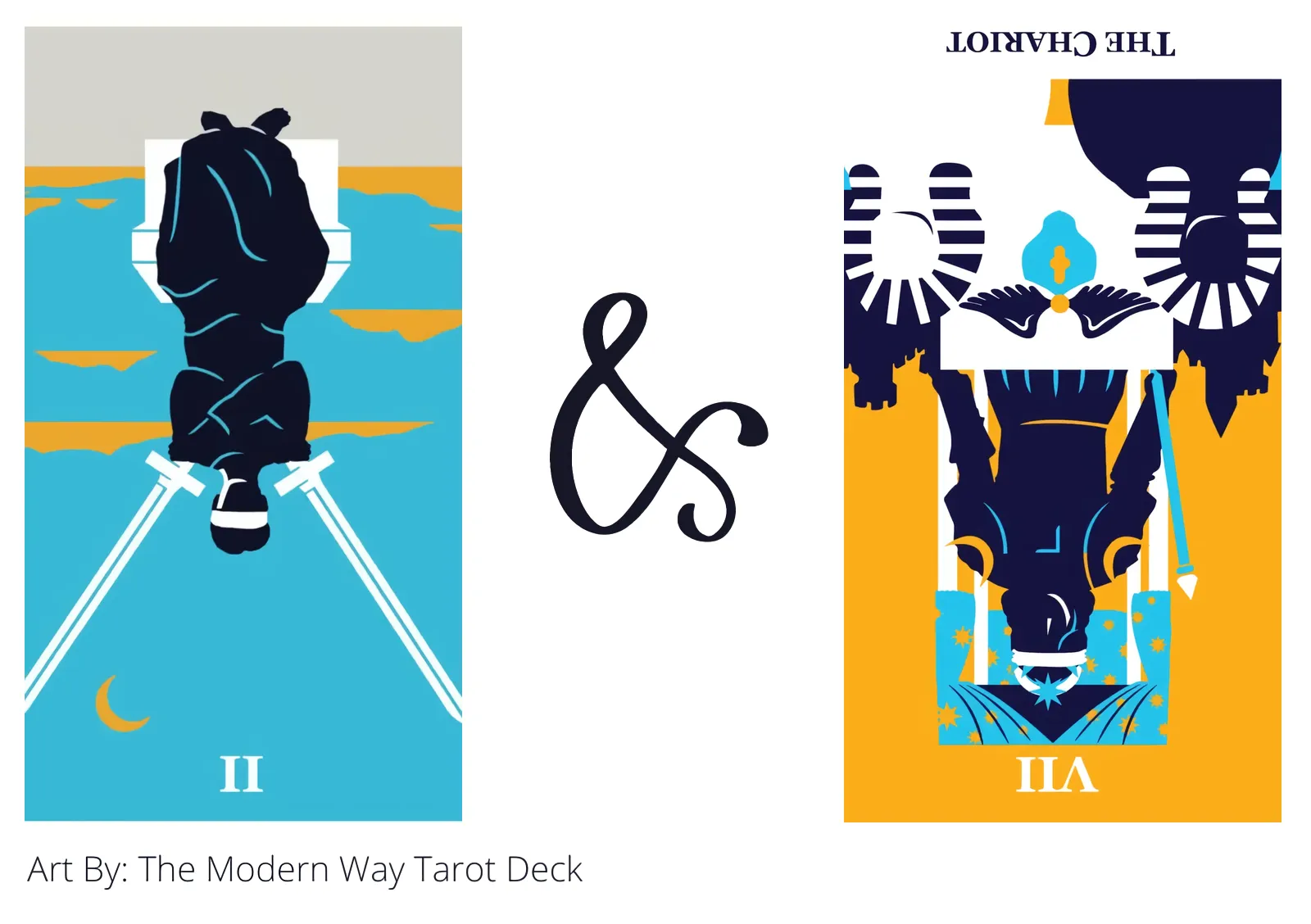 two of swords reversed and the chariot reversed tarot cards together