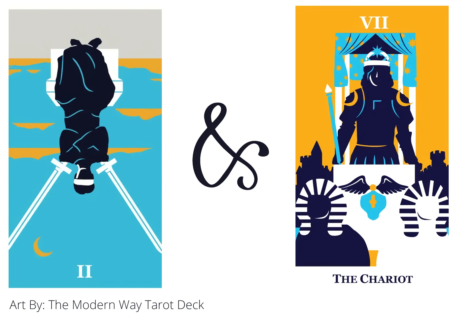 two of swords reversed and the chariot tarot cards together