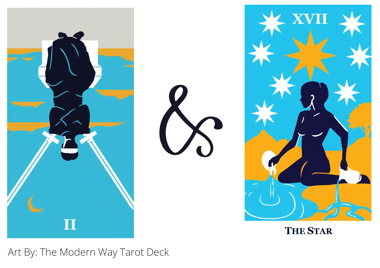 two of swords reversed and the star tarot cards together