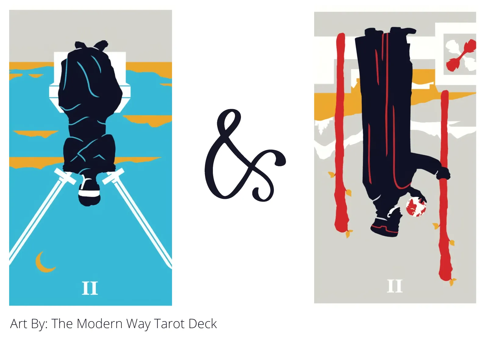 two of swords reversed and two of wands reversed tarot cards together