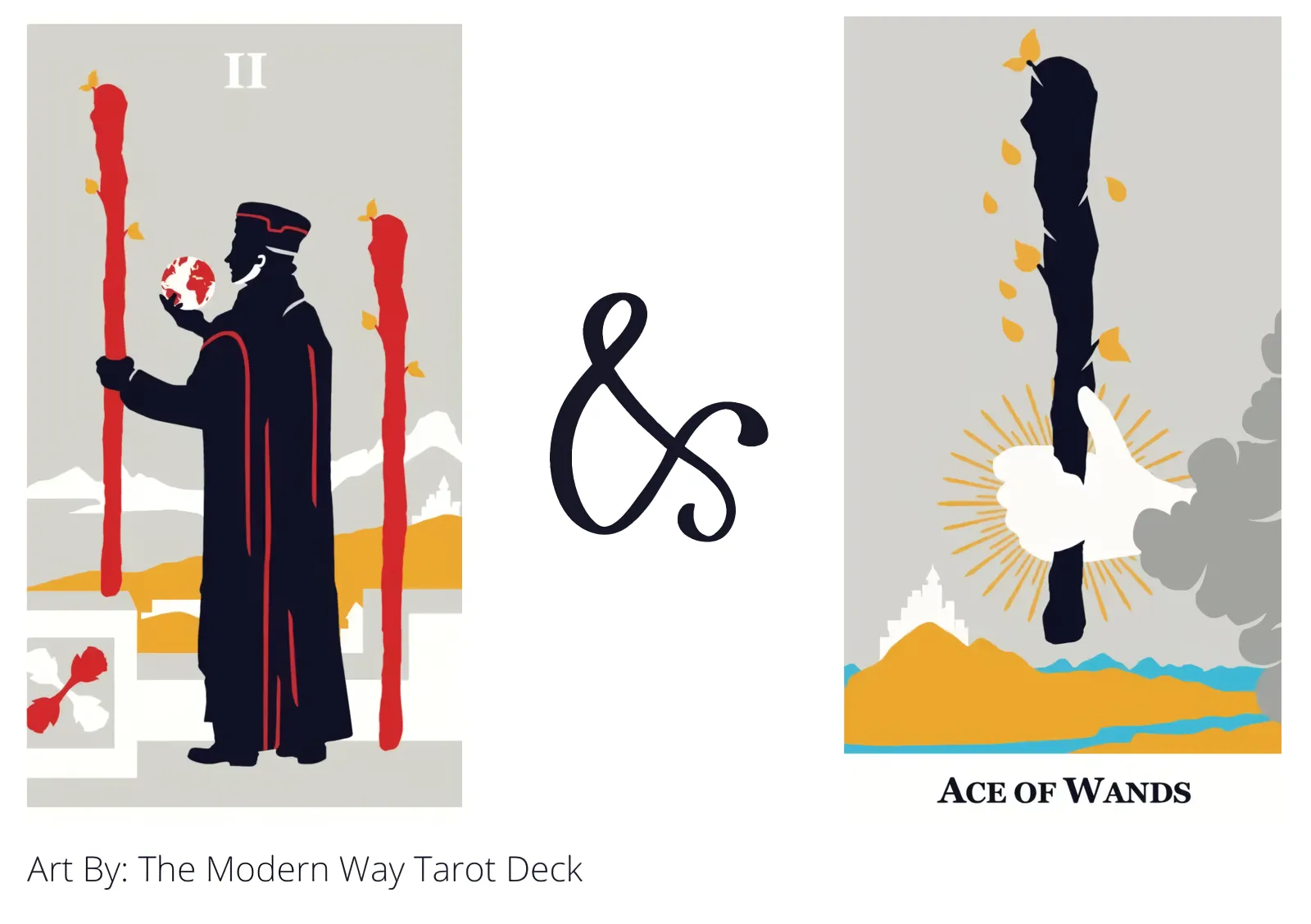 two of wands and ace of wands tarot cards together