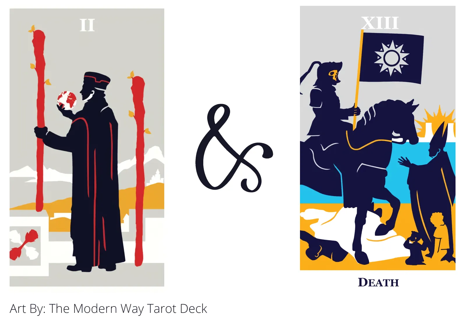 two of wands and death tarot cards together