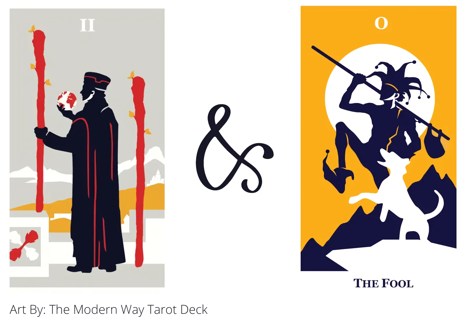two of wands and the fool tarot cards together