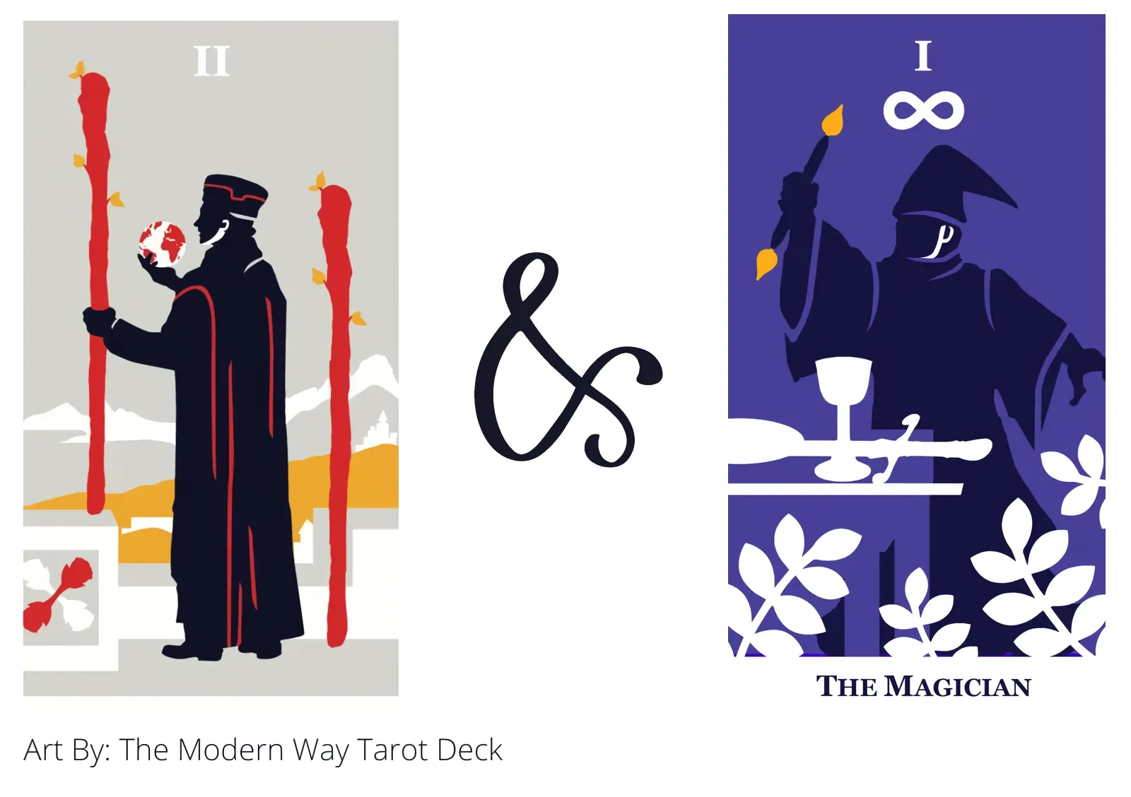two of wands and the magician tarot cards together