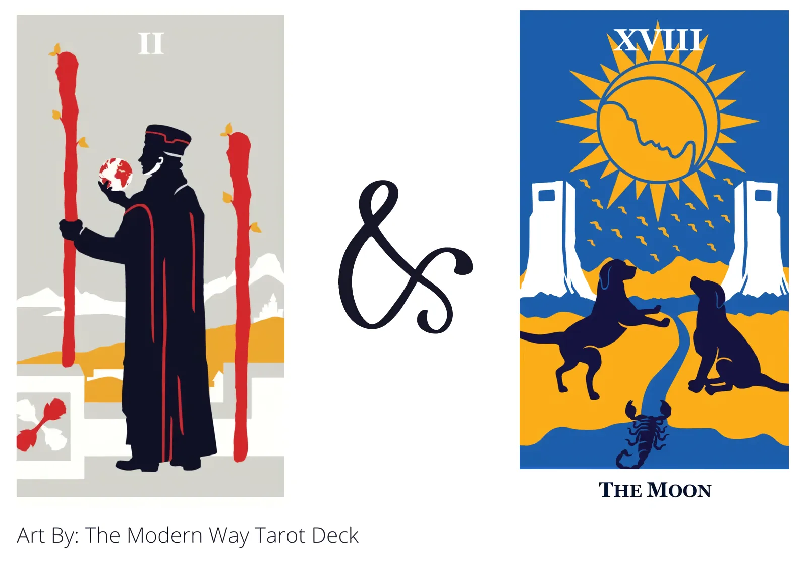 two of wands and the moon tarot cards together