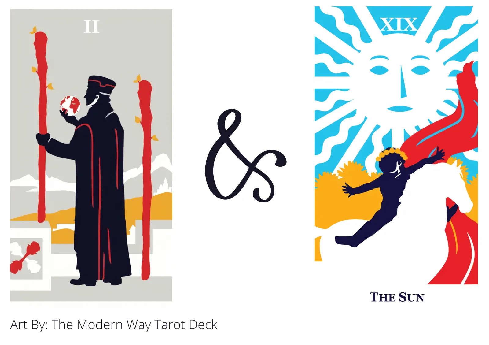two of wands and the sun tarot cards together