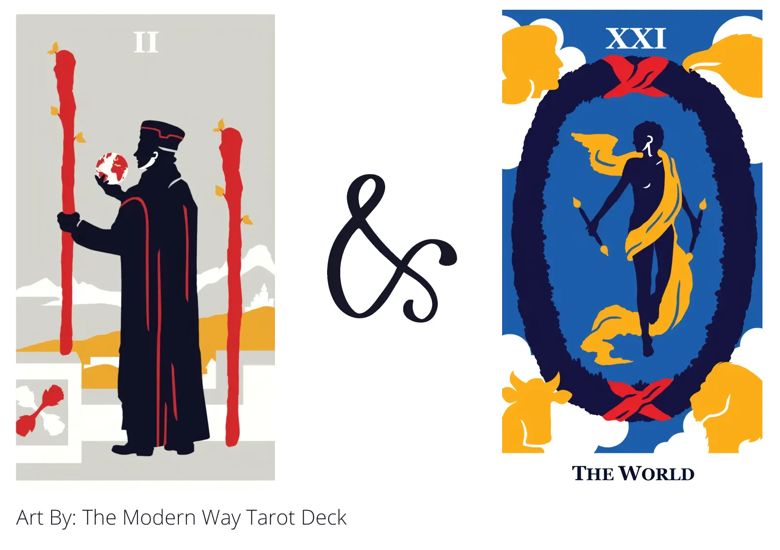 two of wands and the world tarot cards together