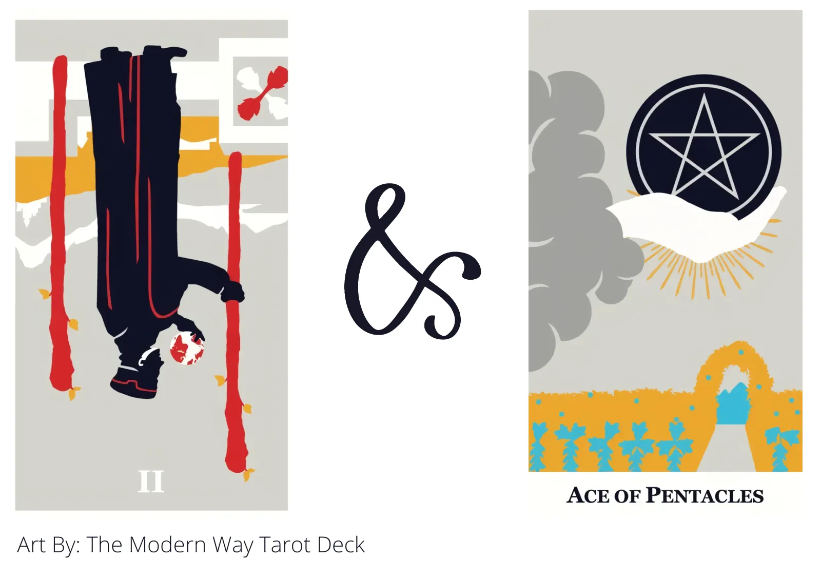 two of wands reversed and ace of pentacles tarot cards together