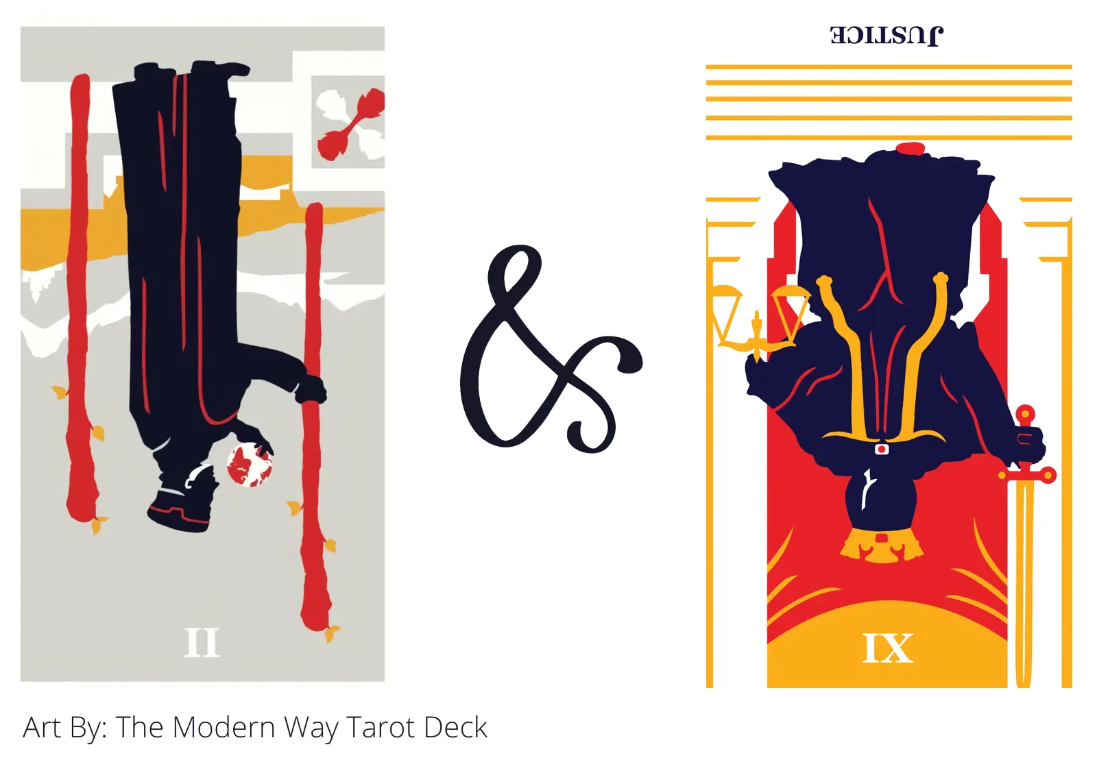 two of wands reversed and justice reversed tarot cards together
