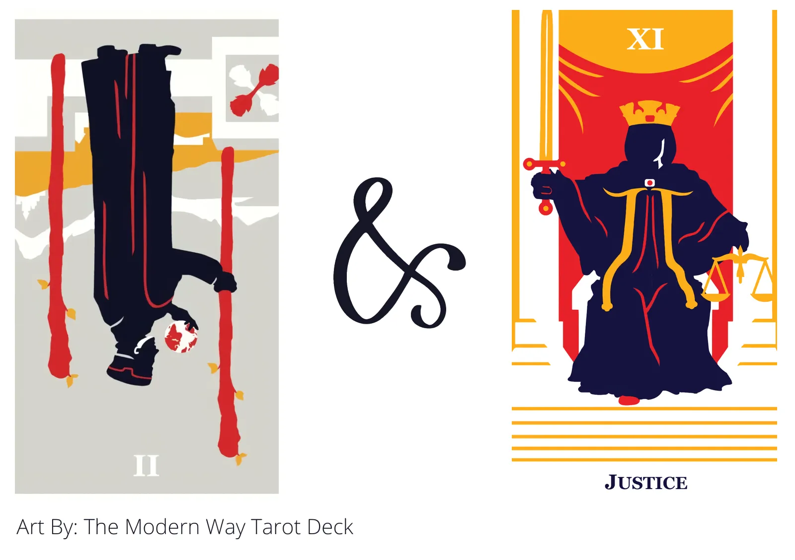 two of wands reversed and justice tarot cards together