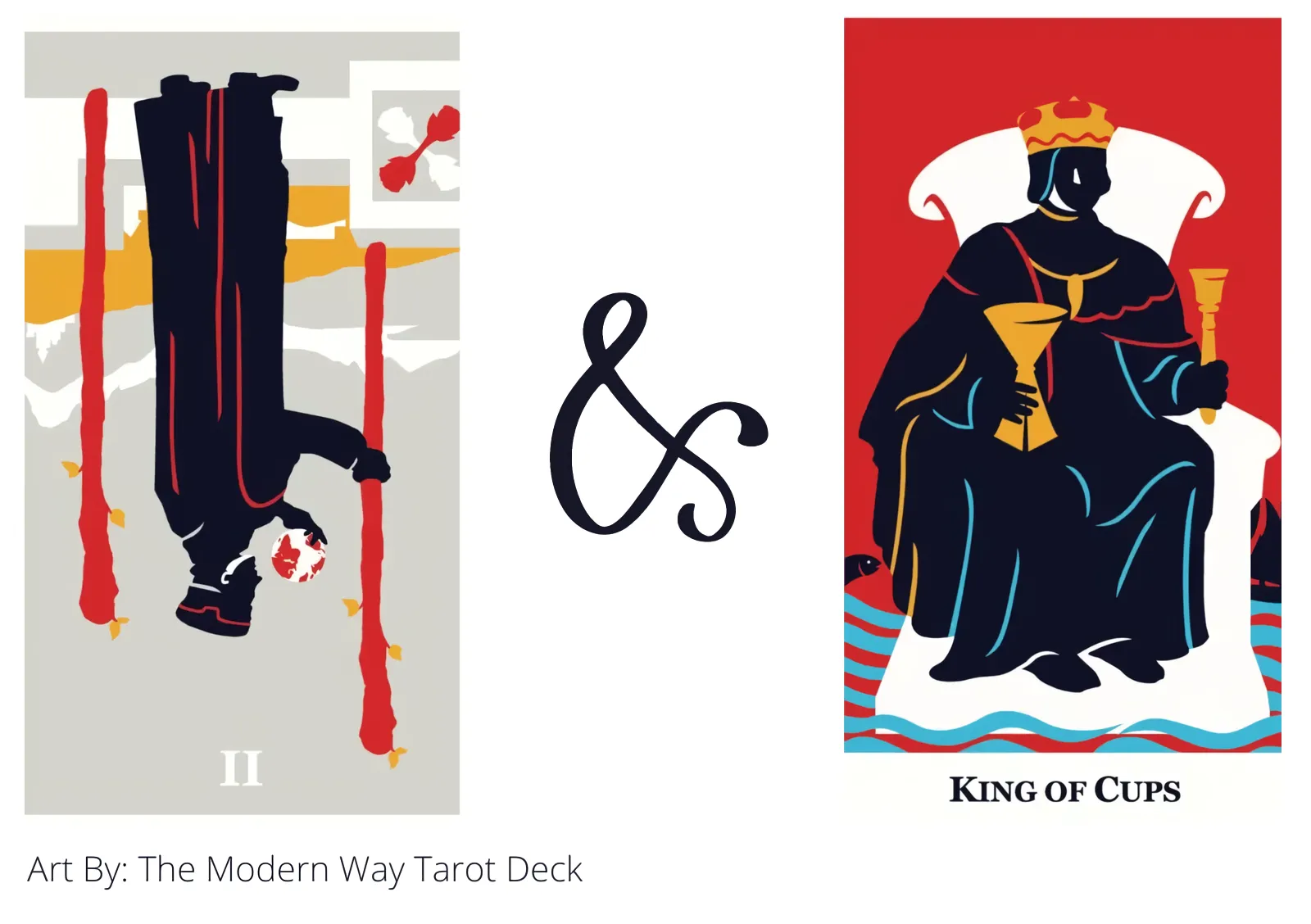 two of wands reversed and king of cups tarot cards together