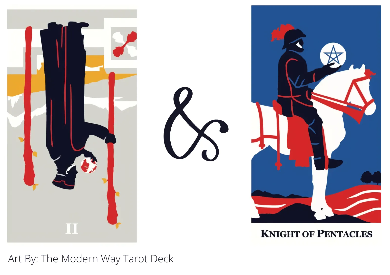 two of wands reversed and knight of pentacles tarot cards together