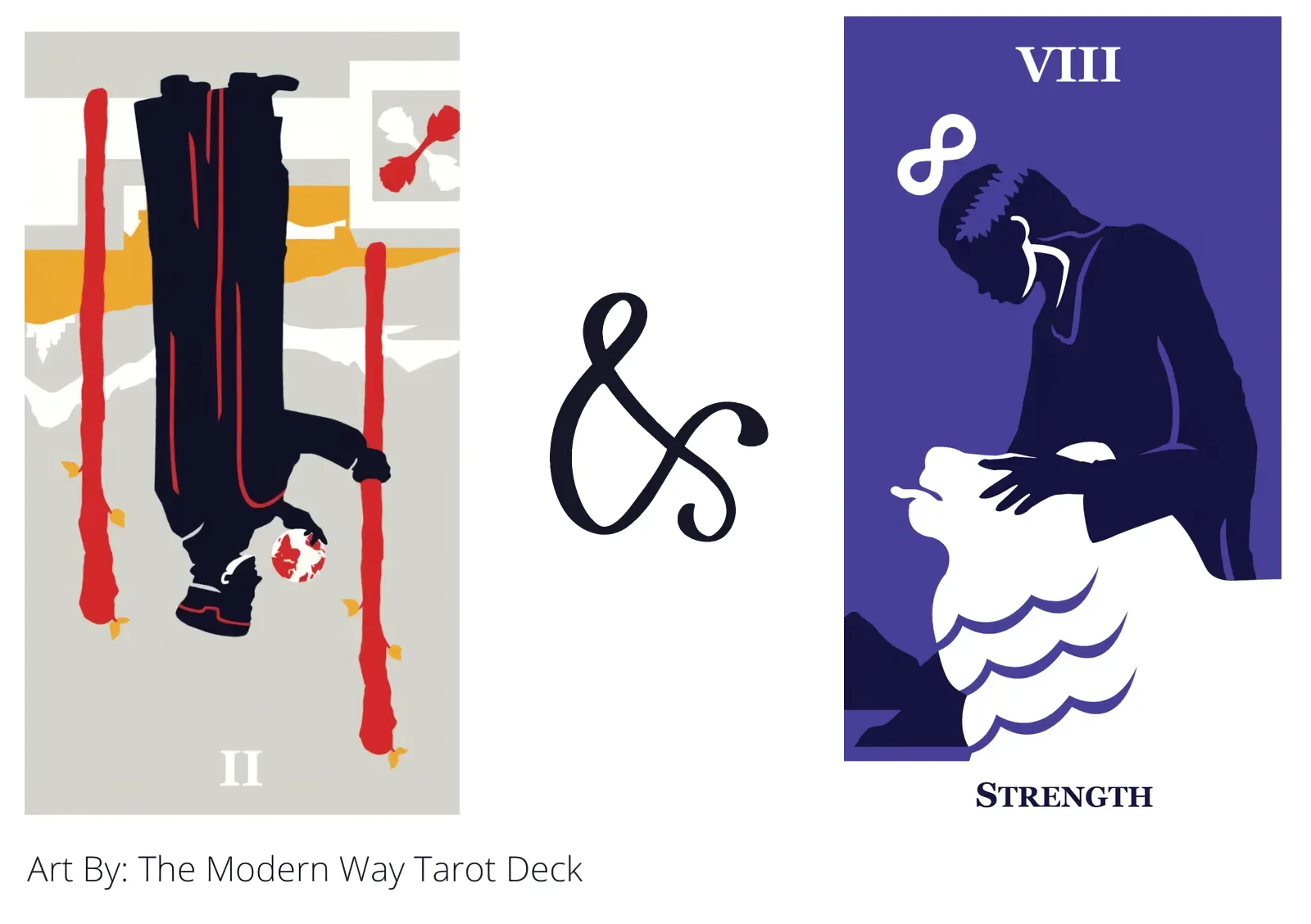 two of wands reversed and strength tarot cards together