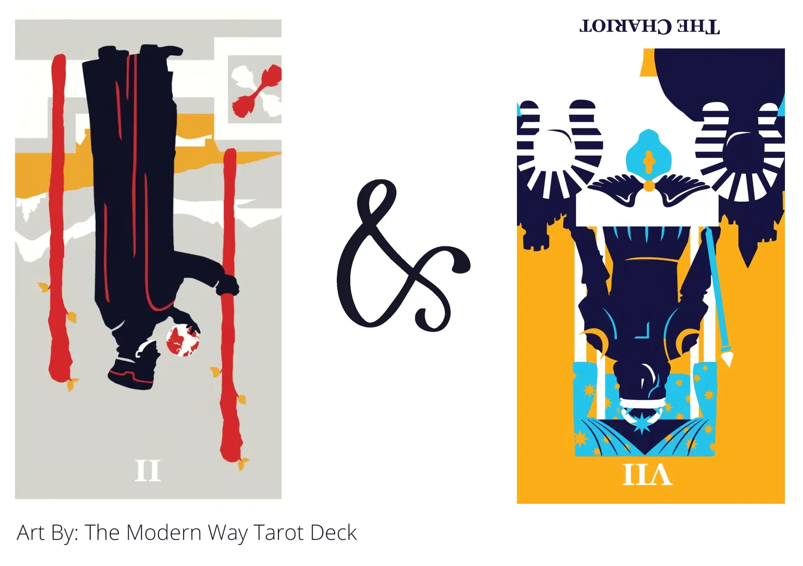 two of wands reversed and the chariot reversed tarot cards together