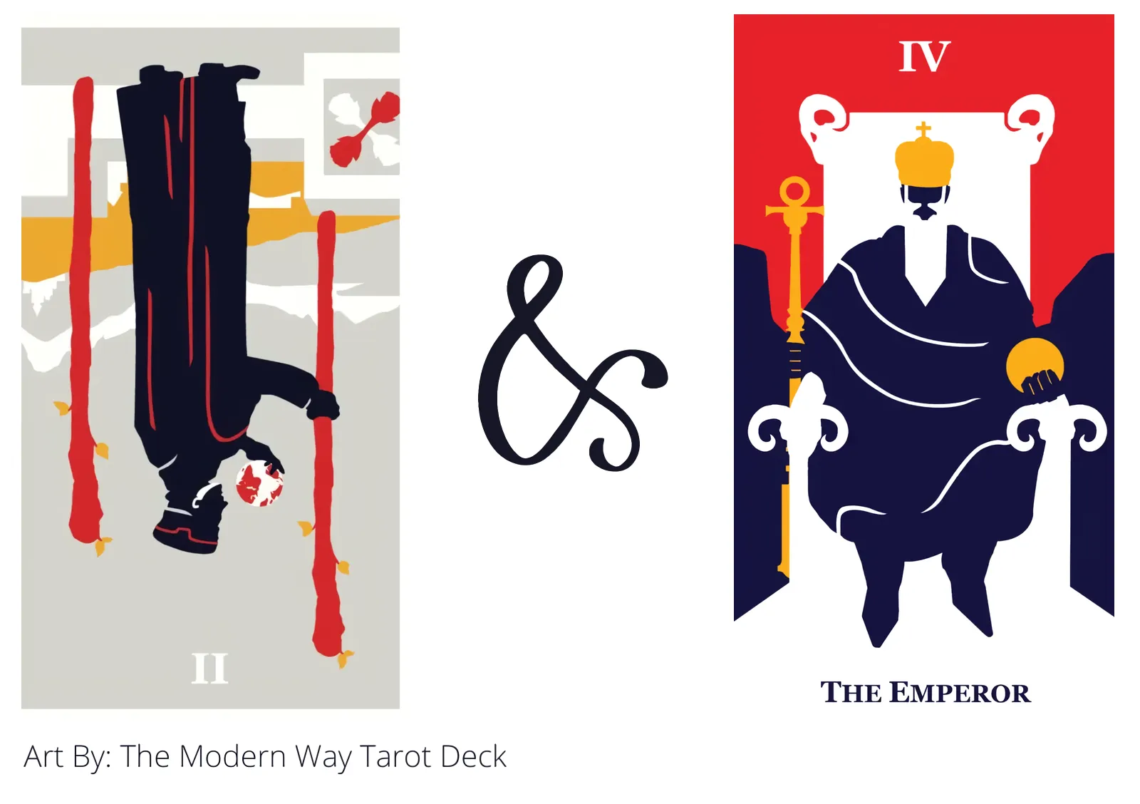 two of wands reversed and the emperor tarot cards together