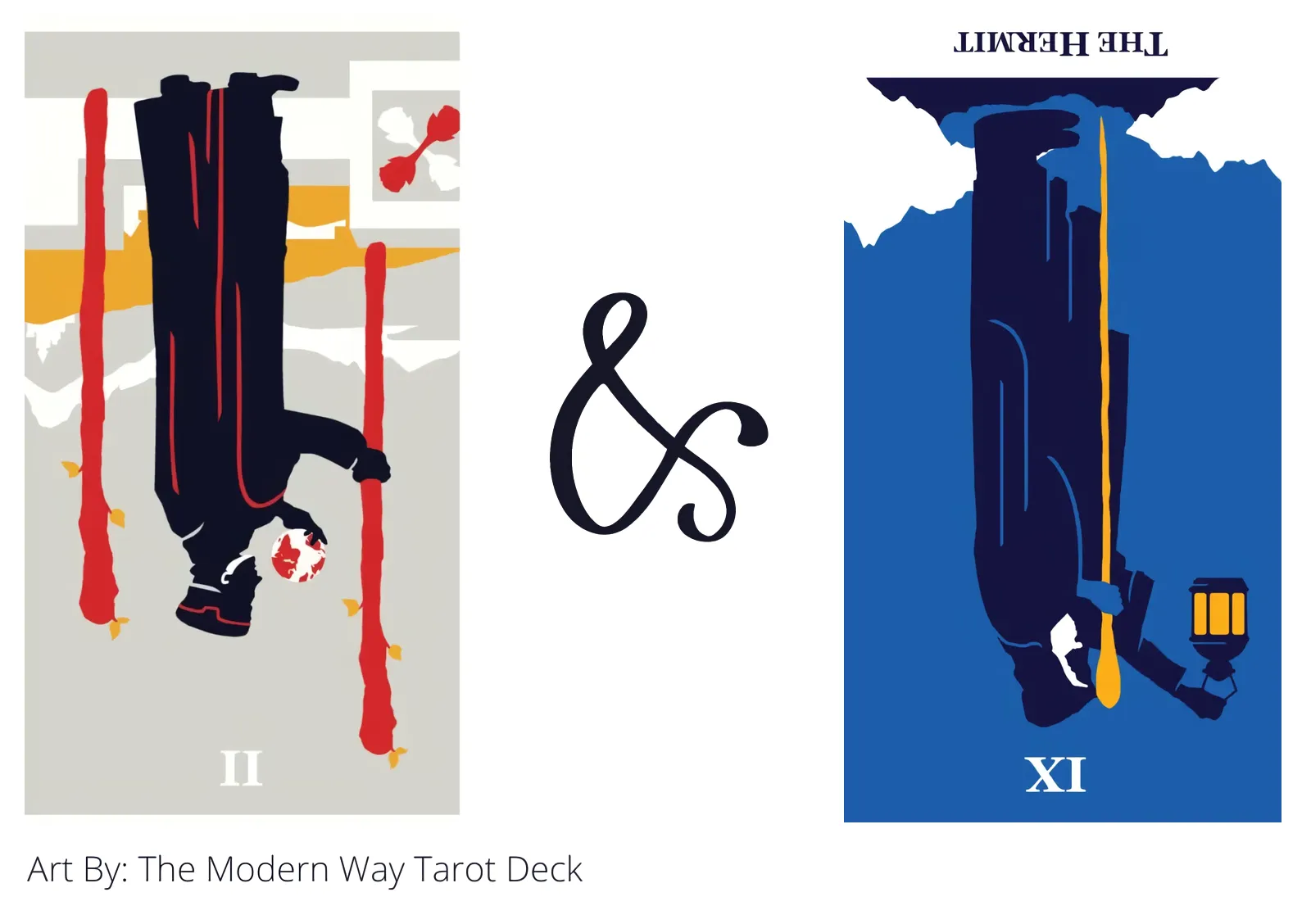 two of wands reversed and the hermit reversed tarot cards together