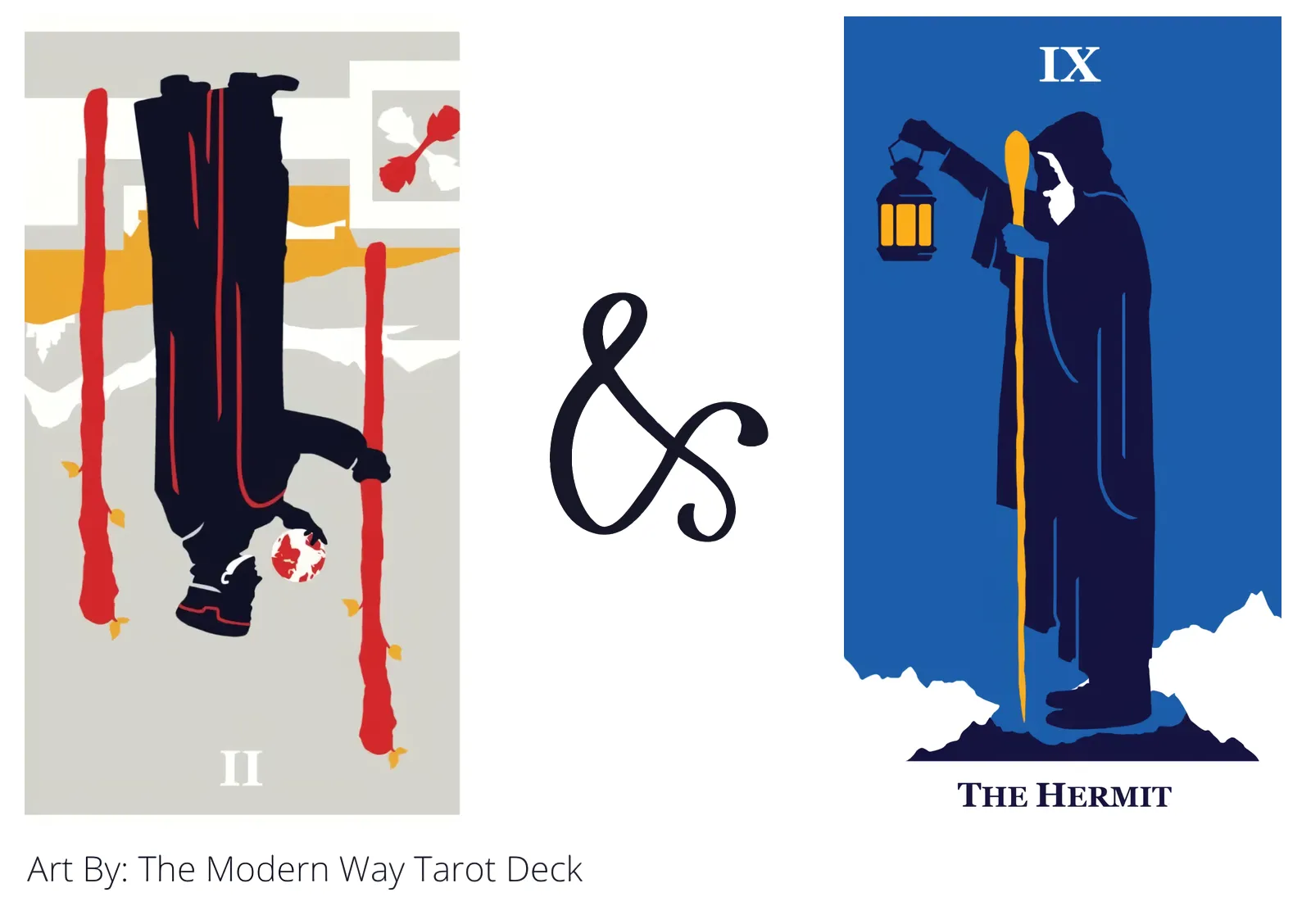 two of wands reversed and the hermit tarot cards together