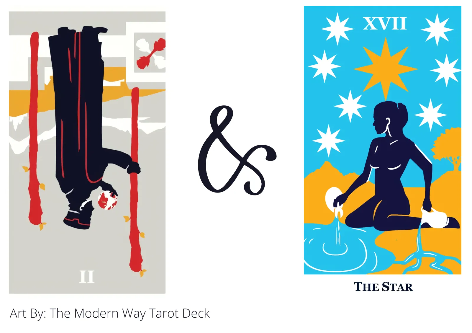two of wands reversed and the star tarot cards together