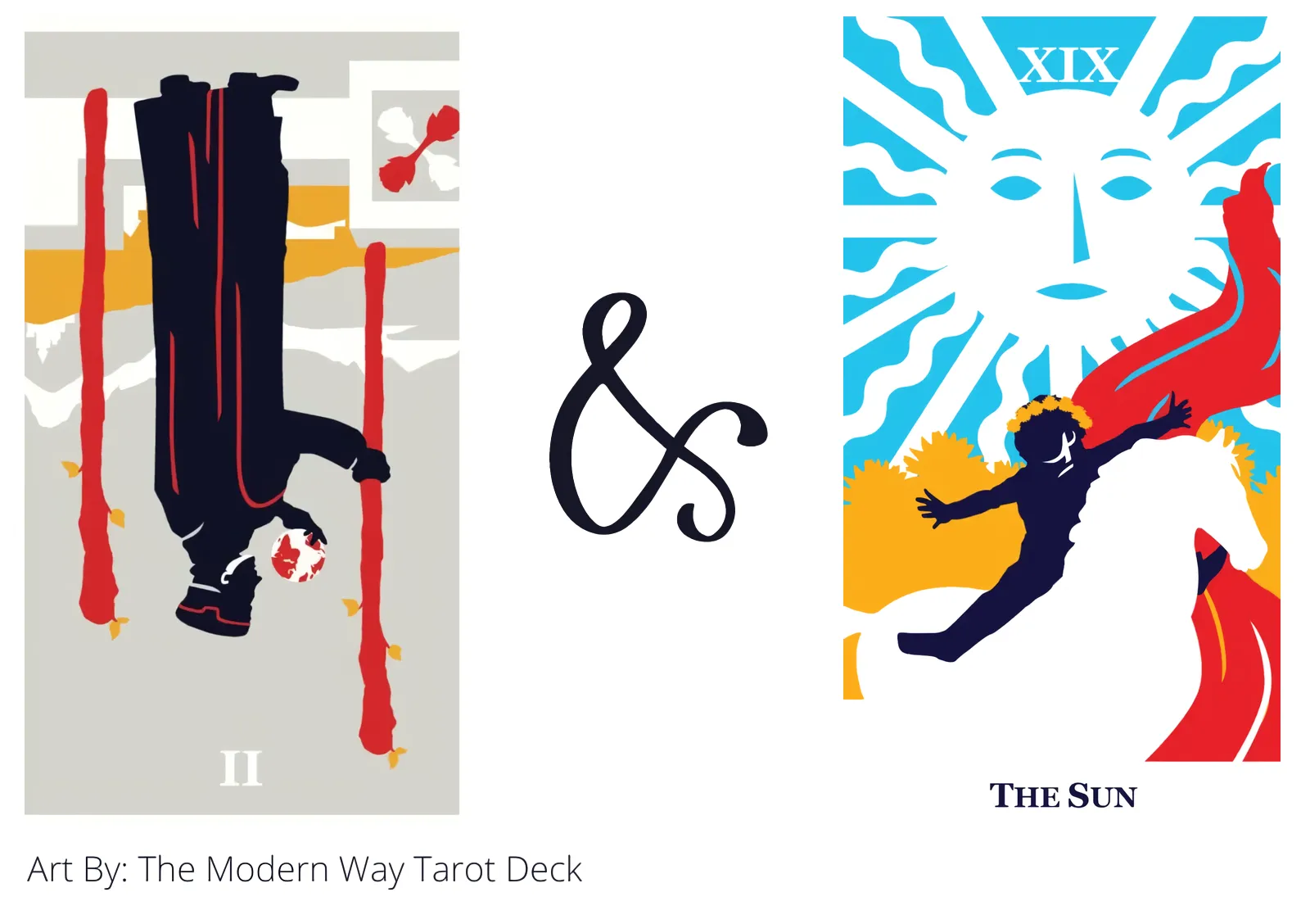 two of wands reversed and the sun tarot cards together