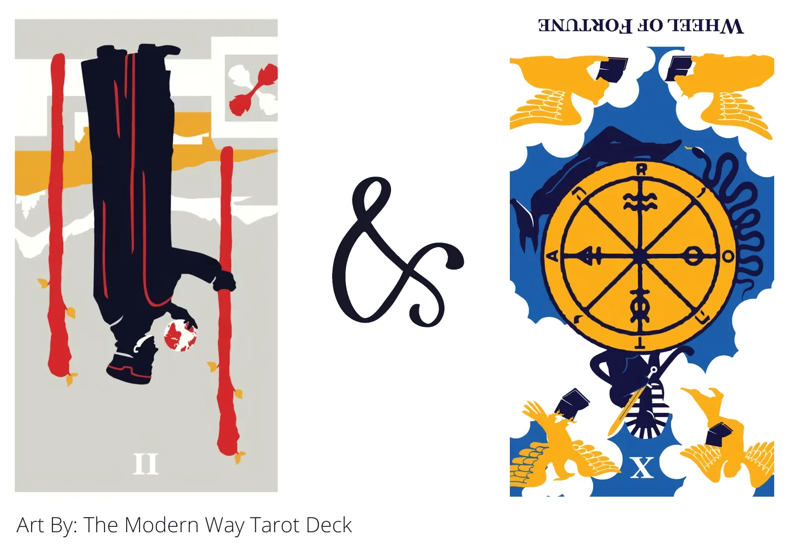 two of wands reversed and wheel of fortune reversed tarot cards together