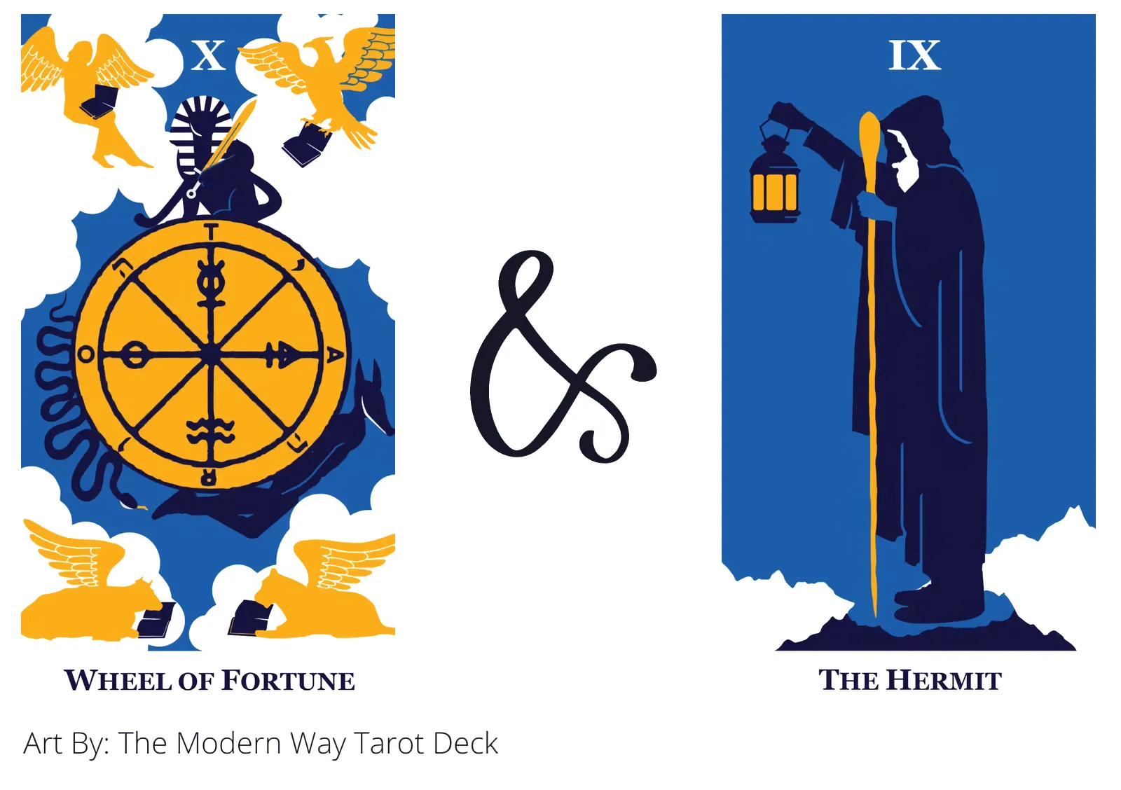 wheel of fortune and the hermit tarot cards together
