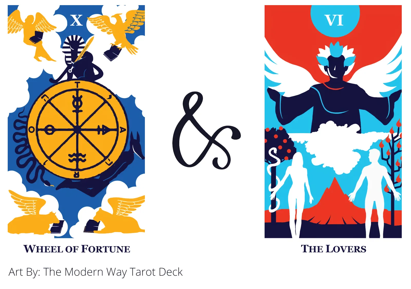 wheel of fortune and the lovers tarot cards together