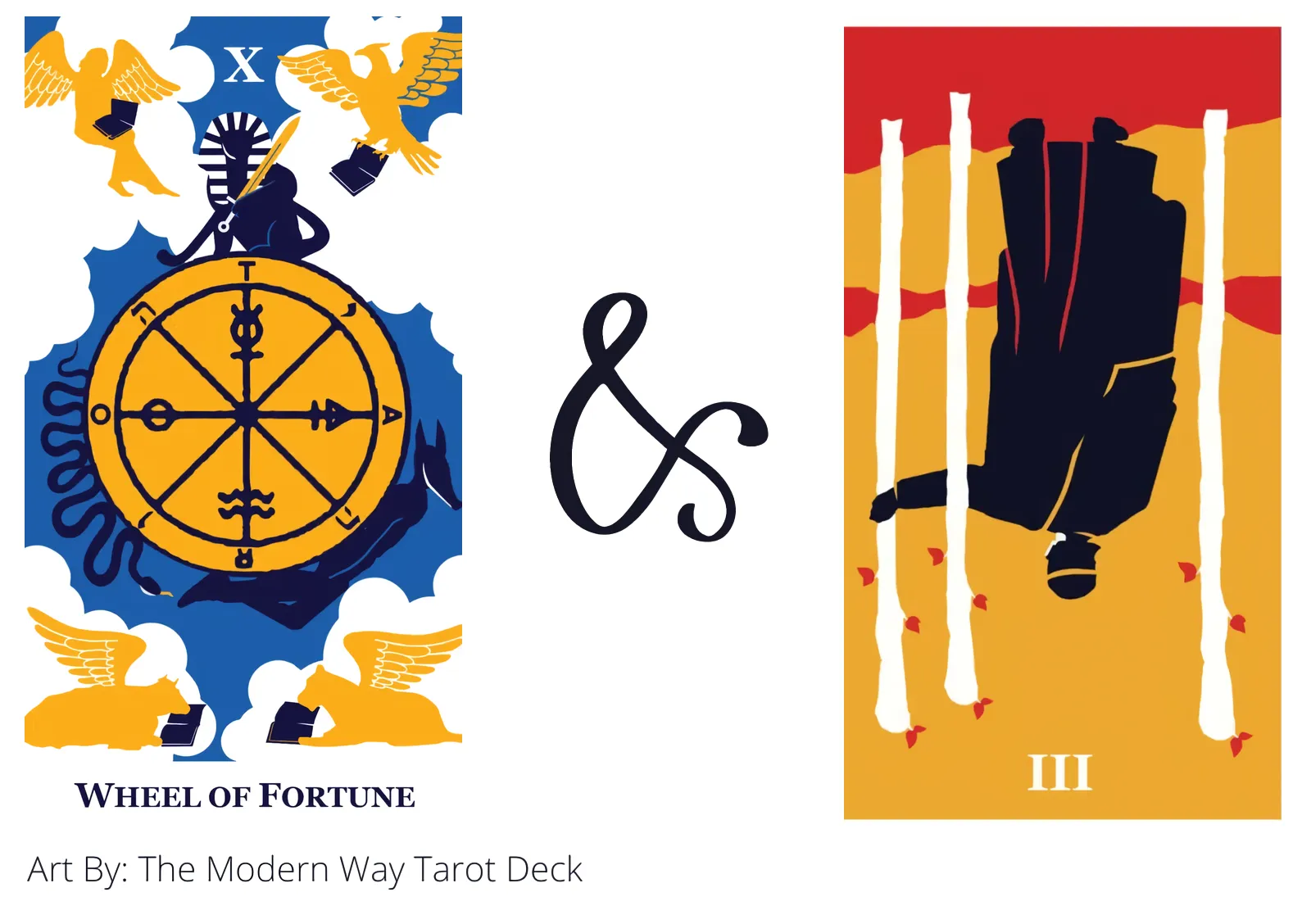 wheel of fortune and three of wands reversed tarot cards together
