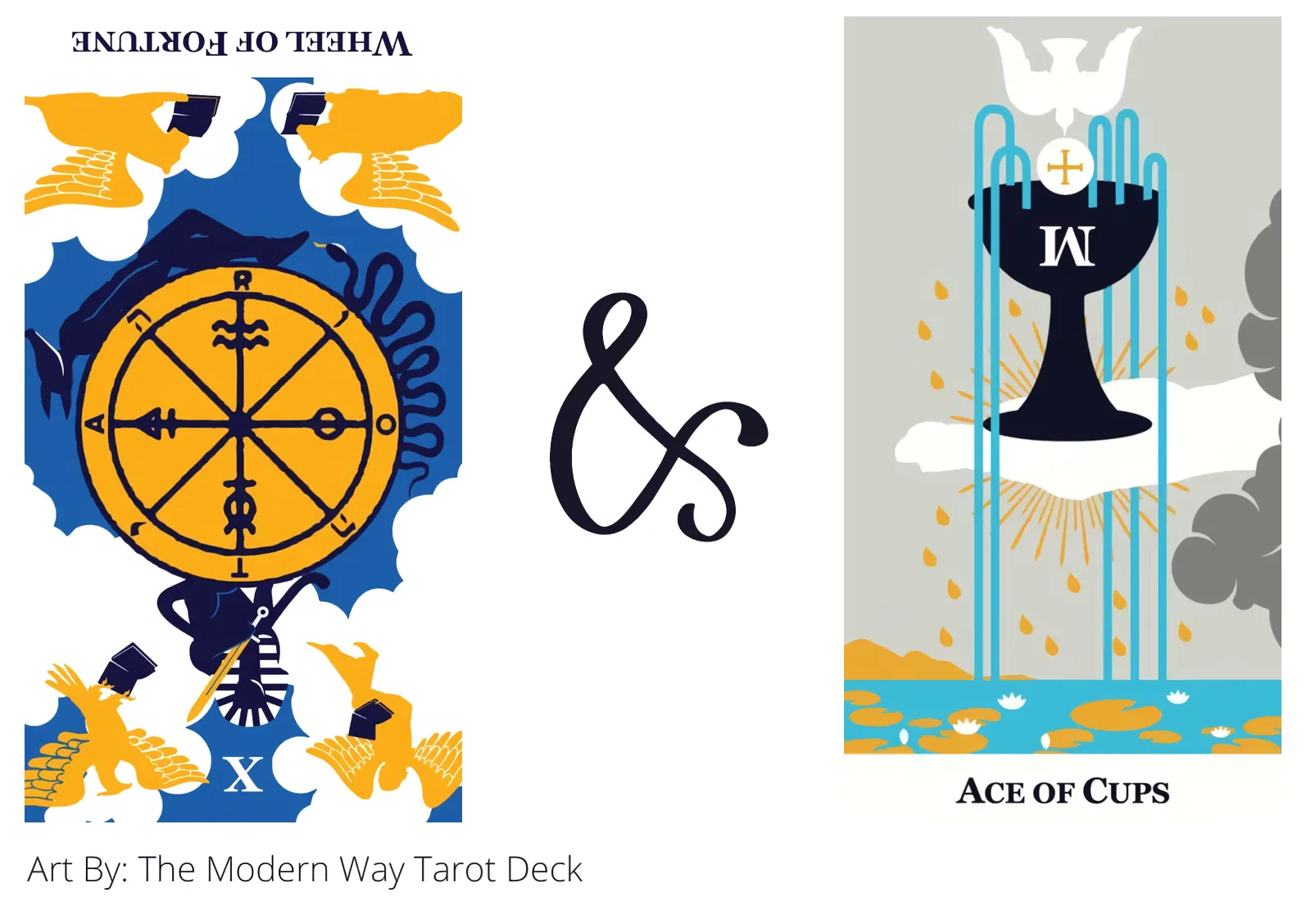 wheel of fortune reversed and ace of cups tarot cards together