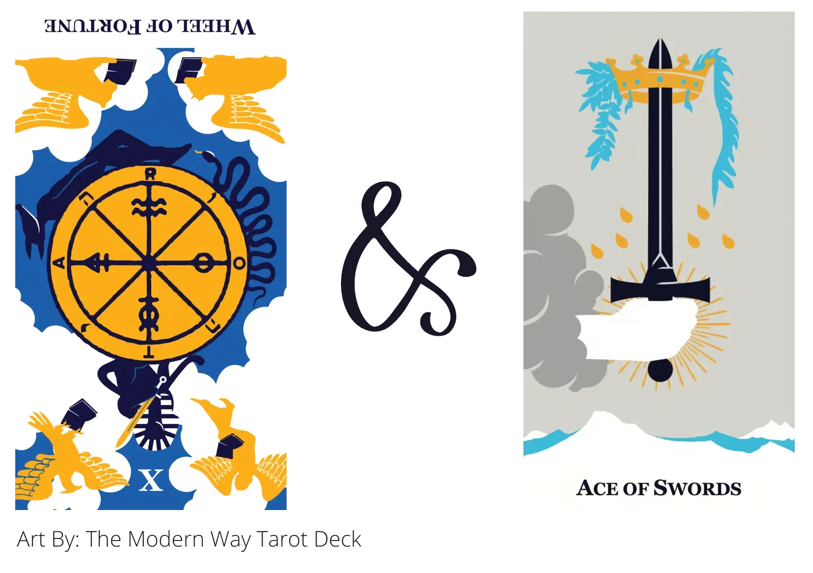 wheel of fortune reversed and ace of swords tarot cards together