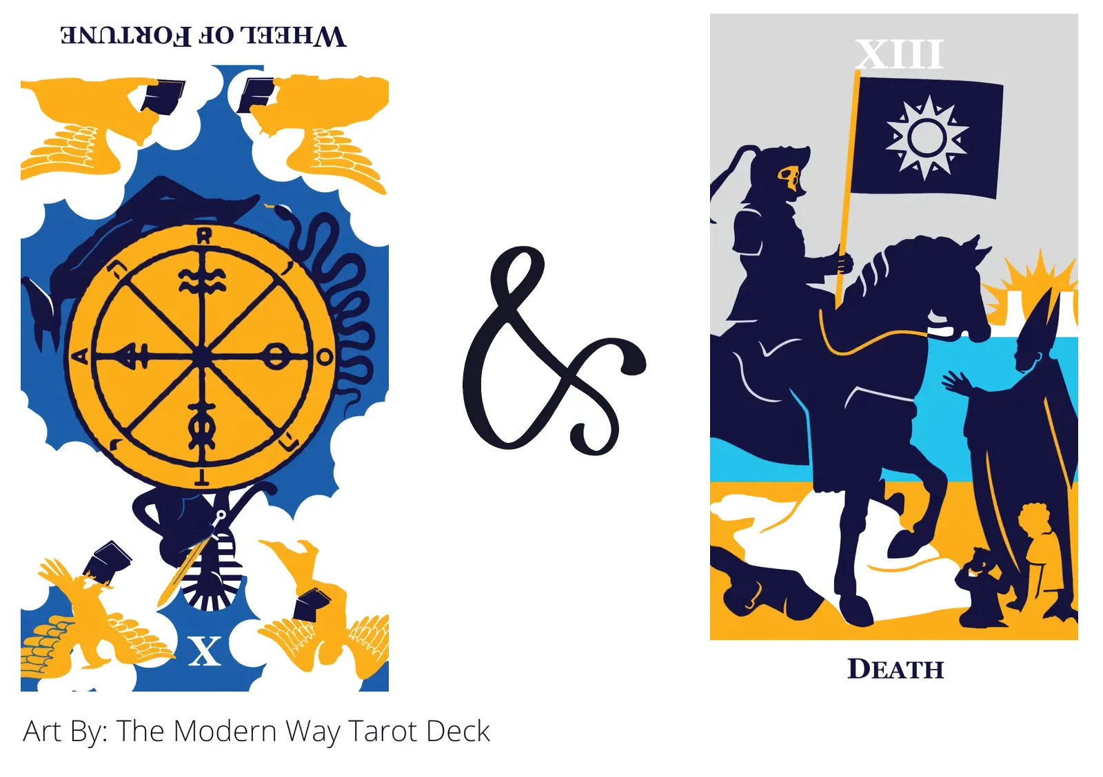 wheel of fortune reversed and death tarot cards together