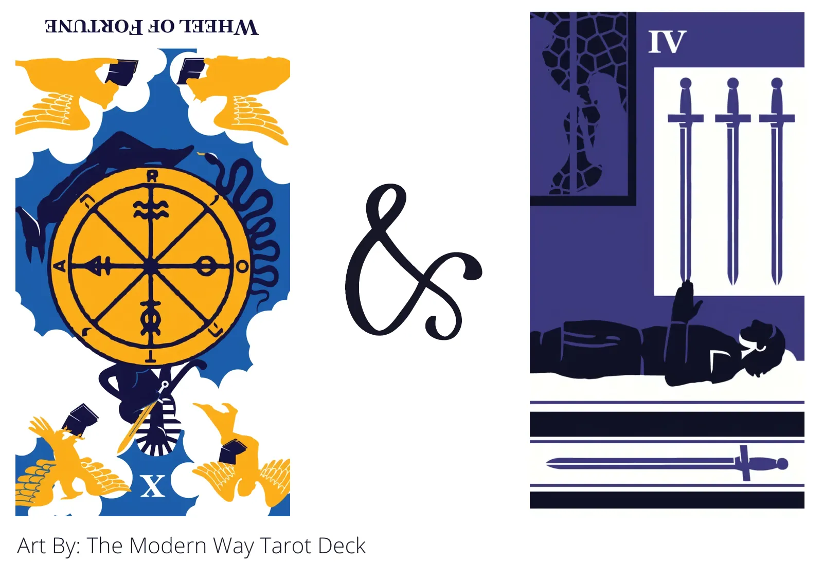 wheel of fortune reversed and four of swords tarot cards together