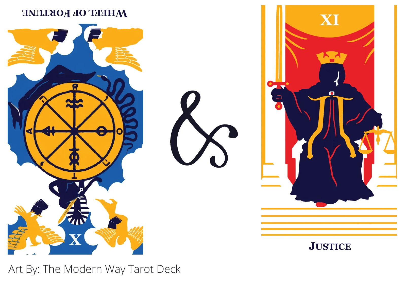wheel of fortune reversed and justice tarot cards together