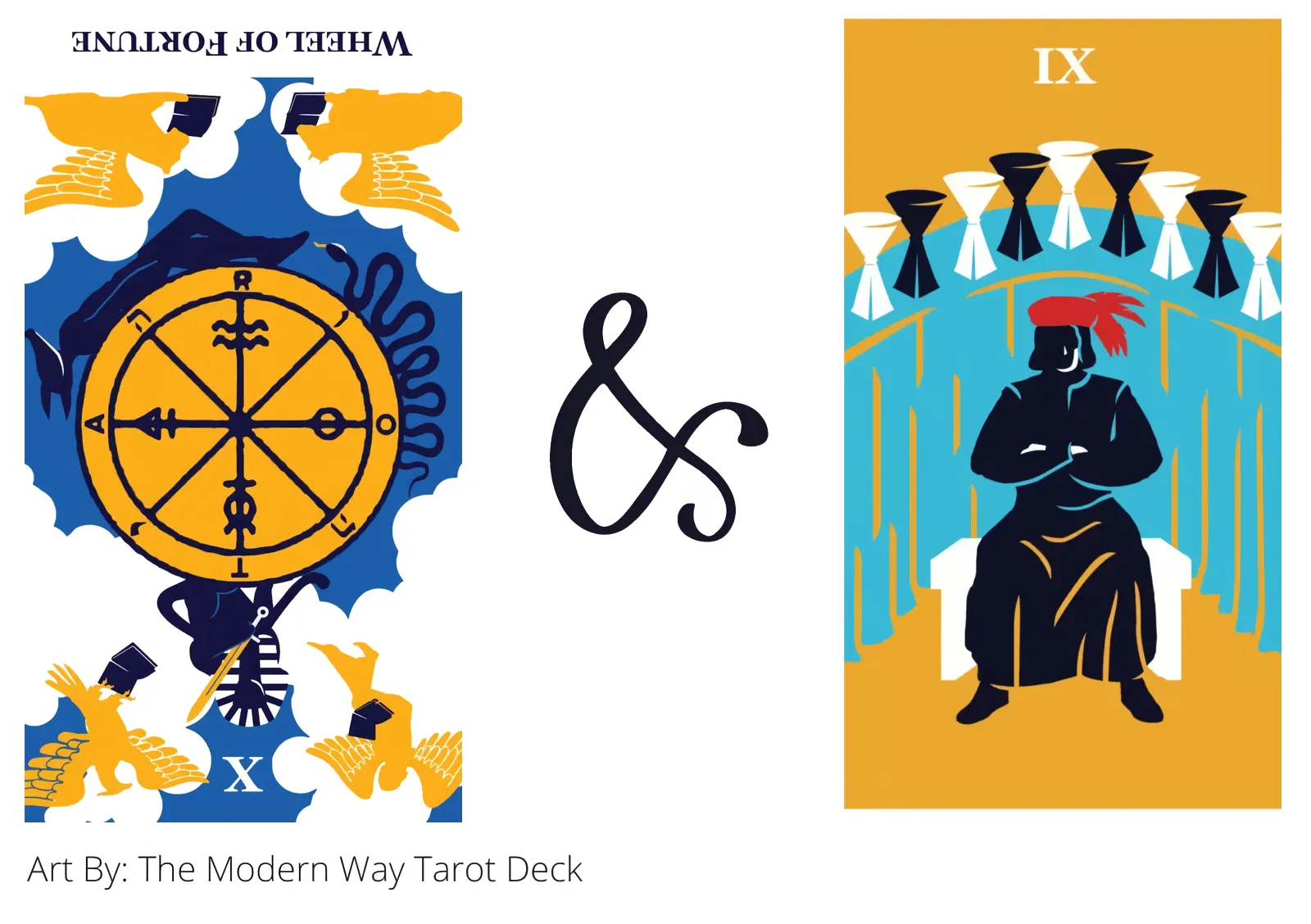 wheel of fortune reversed and nine of cups tarot cards together