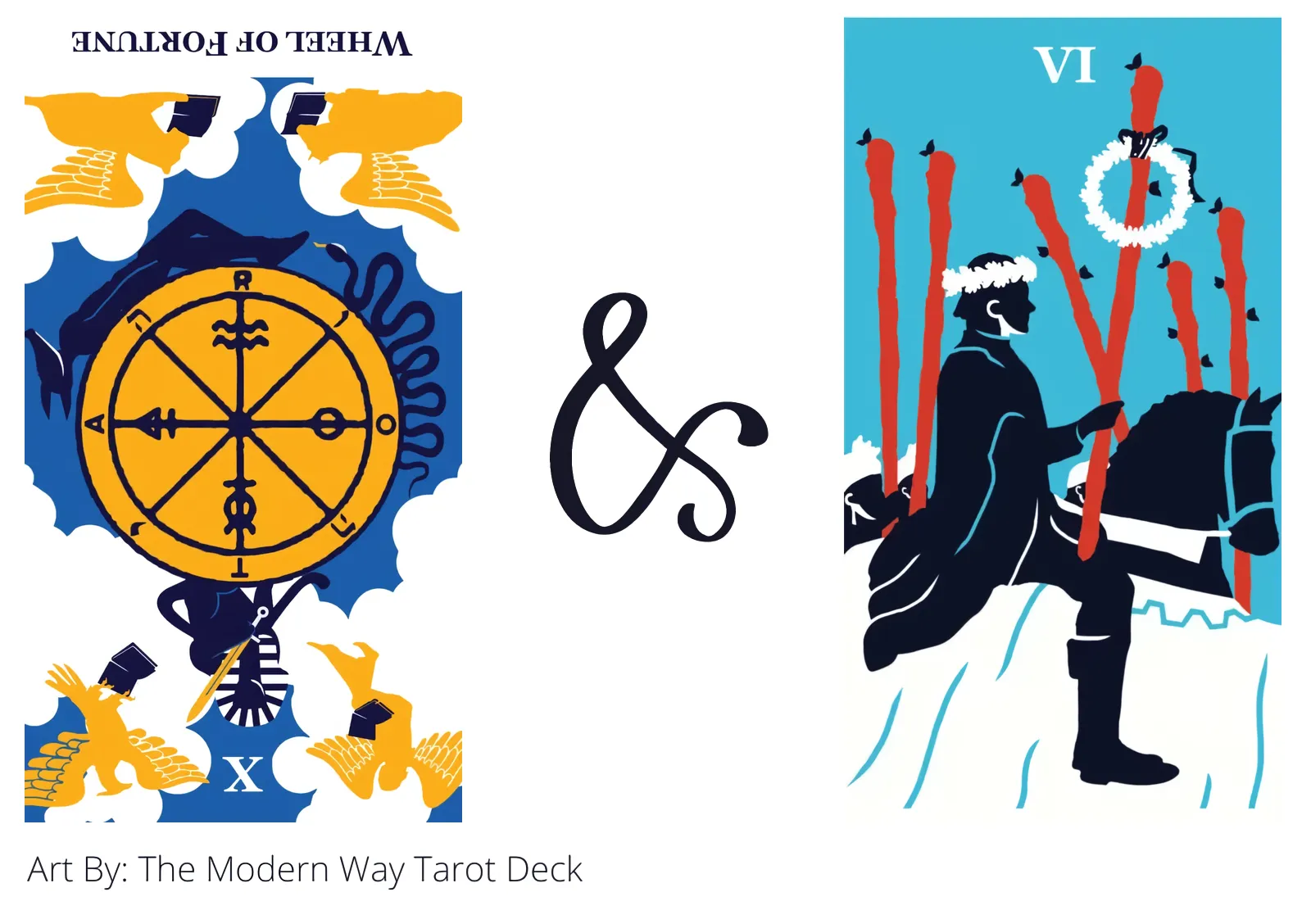 wheel of fortune reversed and six of wands tarot cards together