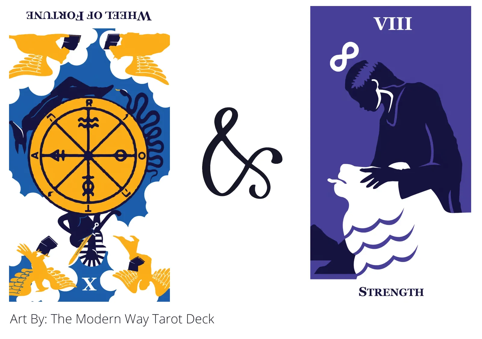 wheel of fortune reversed and strength tarot cards together