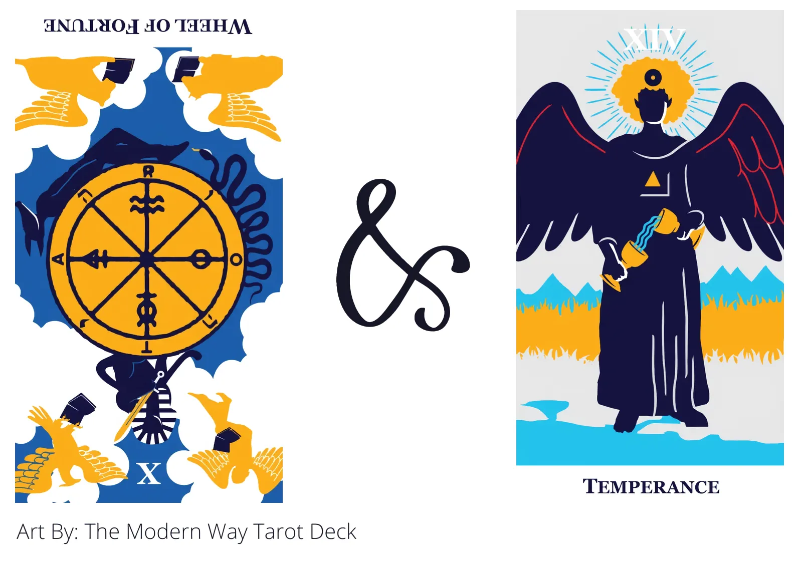 wheel of fortune reversed and temperance tarot cards together