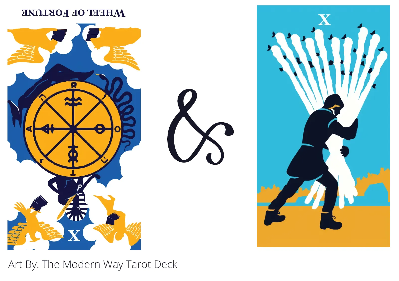 wheel of fortune reversed and ten of wands tarot cards together