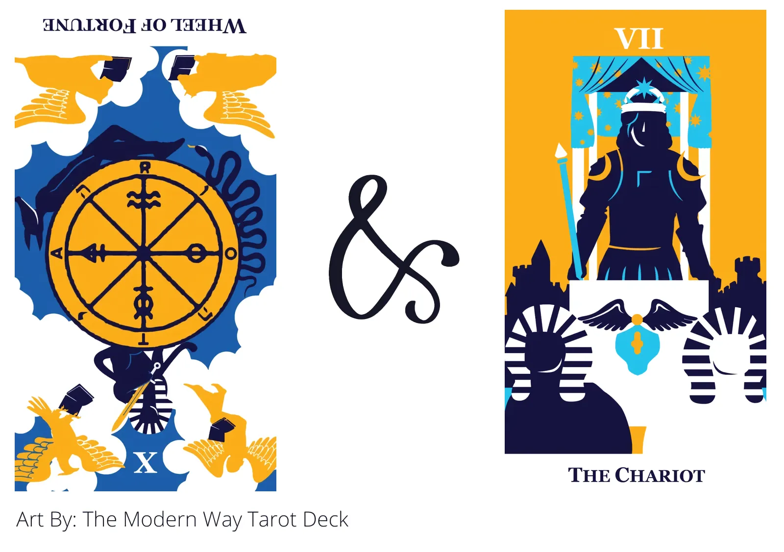 wheel of fortune reversed and the chariot tarot cards together