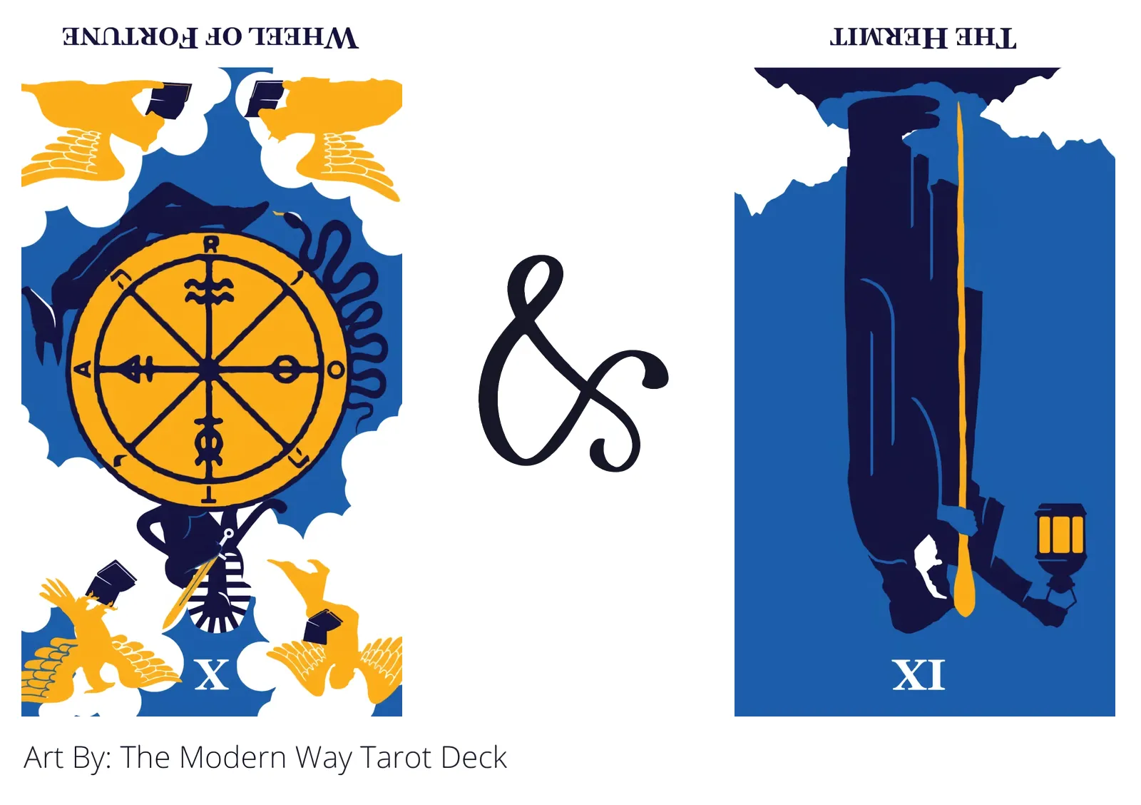 wheel of fortune reversed and the hermit reversed tarot cards together