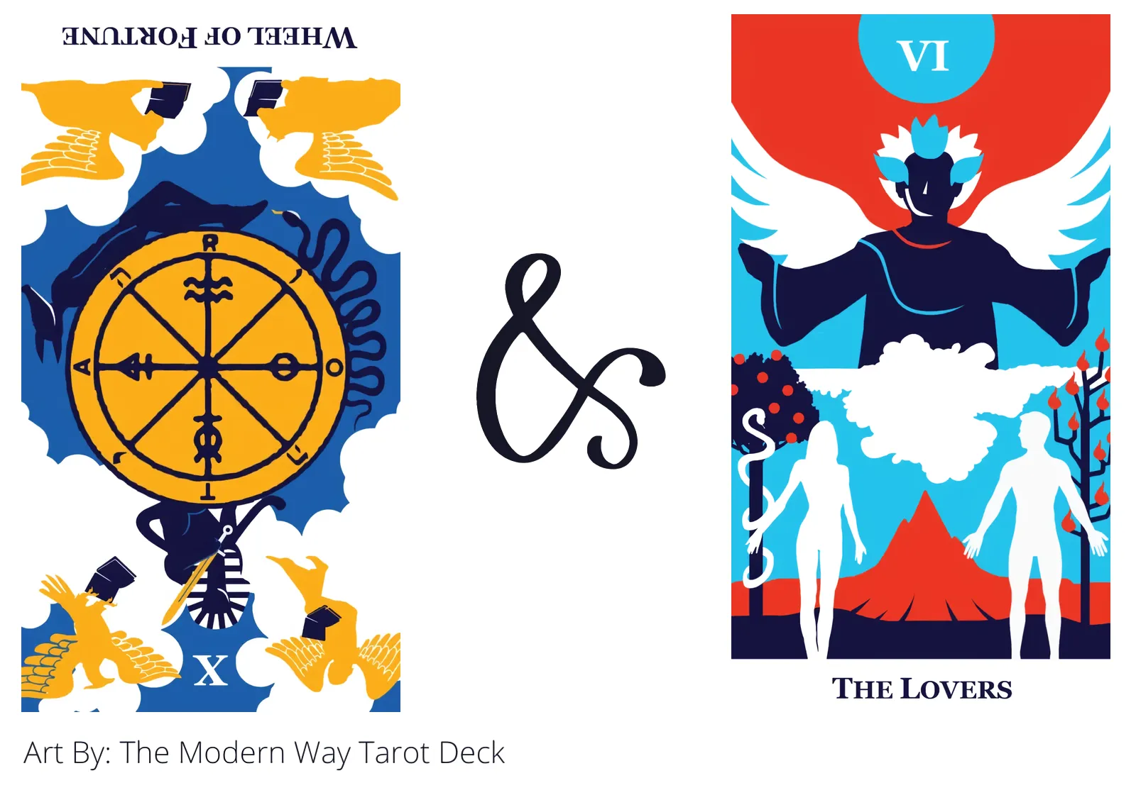 wheel of fortune reversed and the lovers tarot cards together